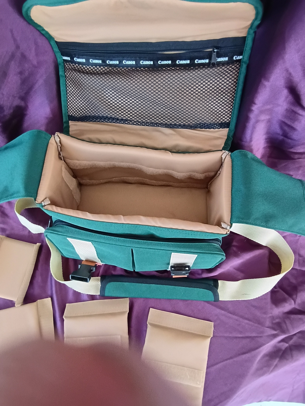 Canon Green Canvas Camera Bag with Cream Straps - Picture 9 of 10